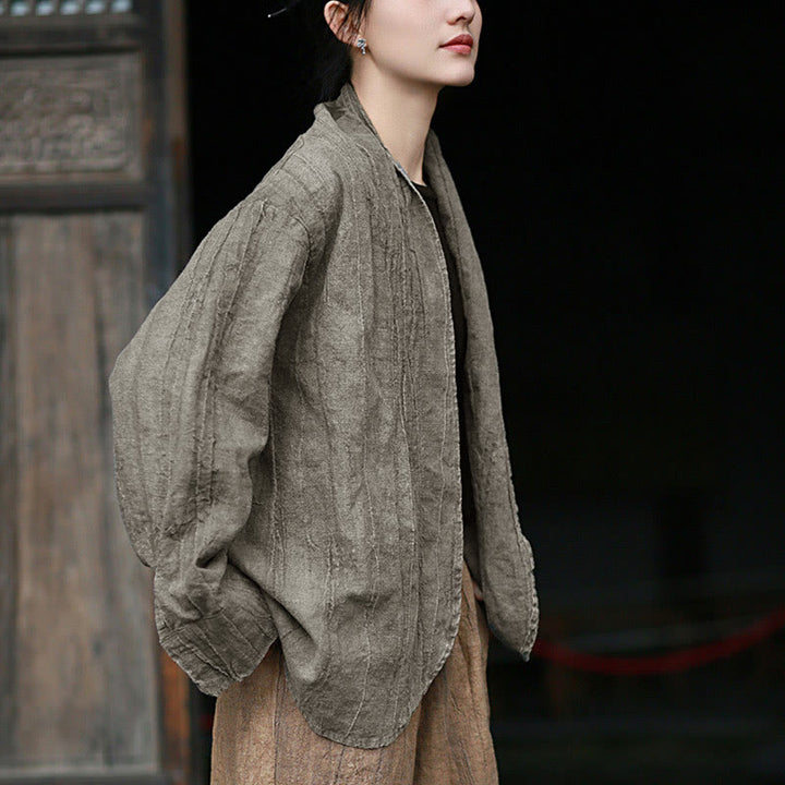 Buddha Stones Solid Color Tie Dye Long Sleeve Zen Meditation Open Front Jacket