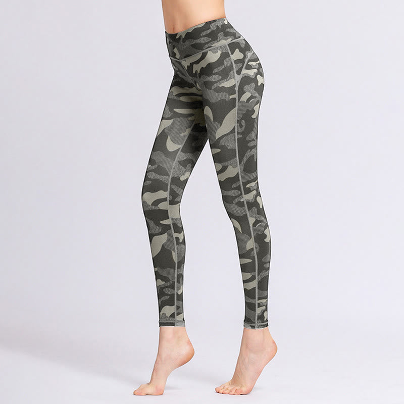 Buddha Stones Camo Print Sports Fitness Yoga High Waist Leggings Women's Yoga Pants - Black - US8-10,UK/AU12-14,EU40-42 (XL) - image 1