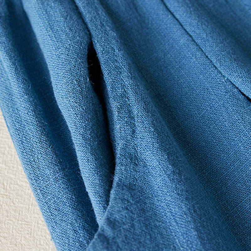 Buddha Stones Plain Color Cotton Linen Women's Pants With Pockets - image 20