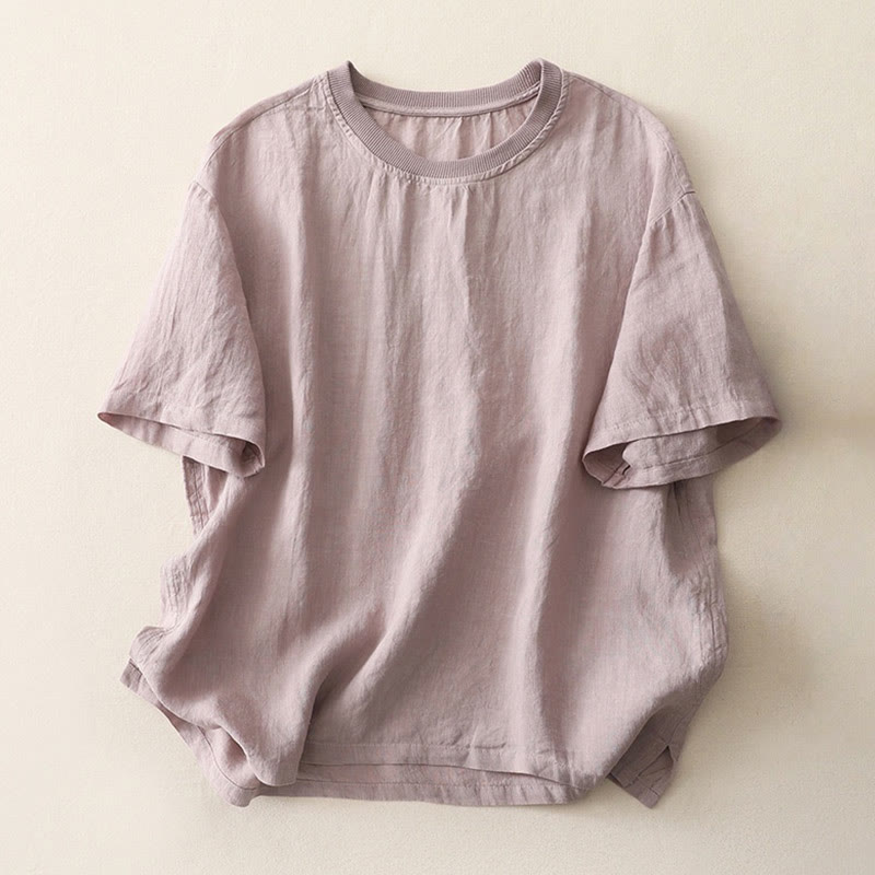 Buddha Stones Plain Threaded Crew Neck Design Women's Polyester Short Sleeves Shirt - Thistle - US14,UK/AU18,EU46 (2XL) - image 20