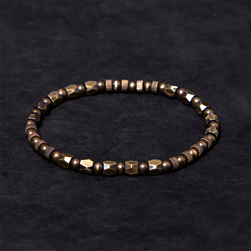 Buddha Stones Retro Distressed Irregular Design Copper Brass Luck Bracelet