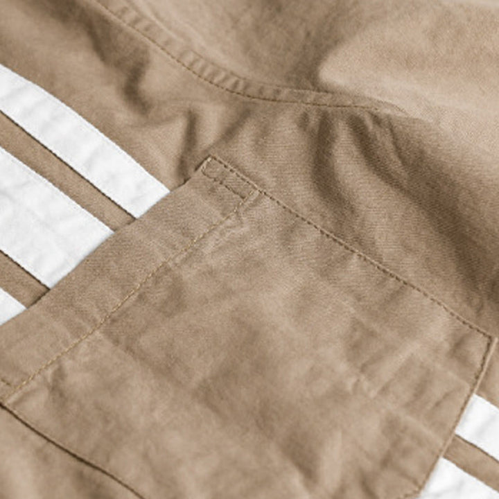 Buddha Stones Fall Lapel Color Contrast Patchwork Design Men's Long Sleeve Cotton Shirt With Pocket - image 11