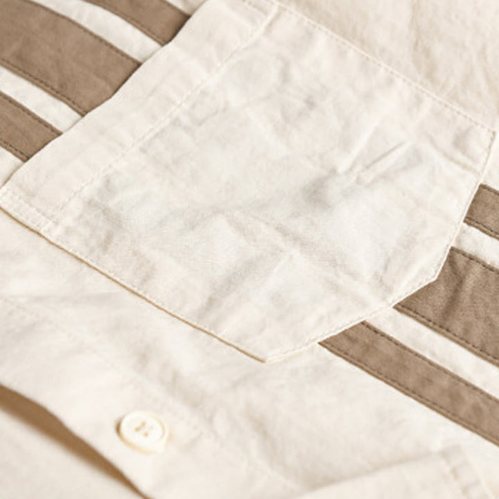 Buddha Stones Fall Lapel Color Contrast Patchwork Design Men's Long Sleeve Cotton Shirt With Pocket - image 6