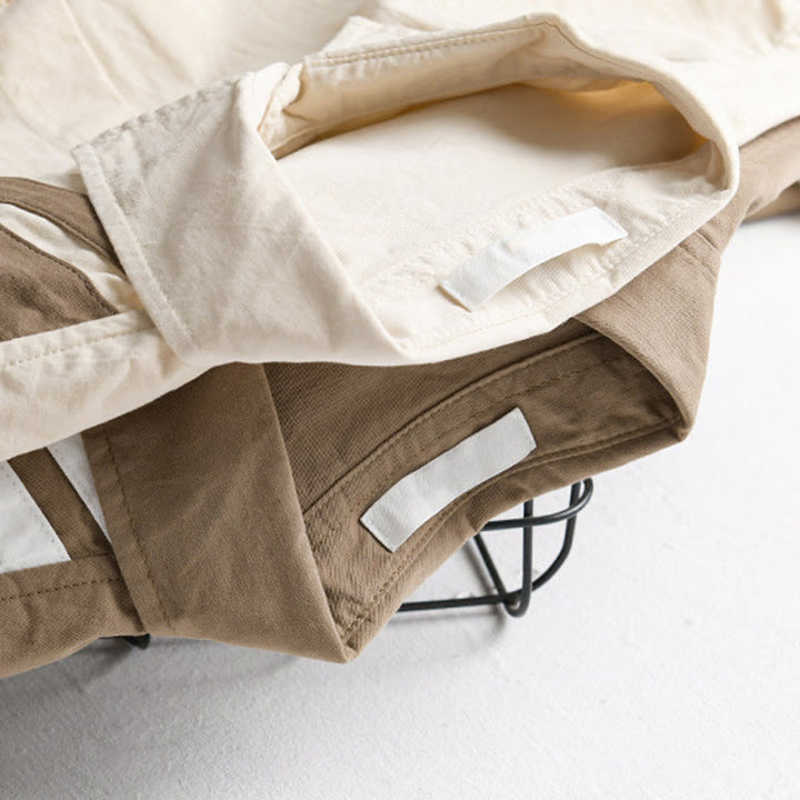 Buddha Stones Fall Lapel Color Contrast Patchwork Design Men's Long Sleeve Cotton Shirt With Pocket - image 17