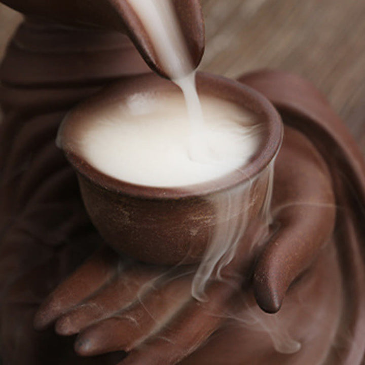 Buddha Stones Buddha Hand Holding Teapot Cup Ceramic Backflow Smoke Fountain Healing Incense Burner Decoration - image 18