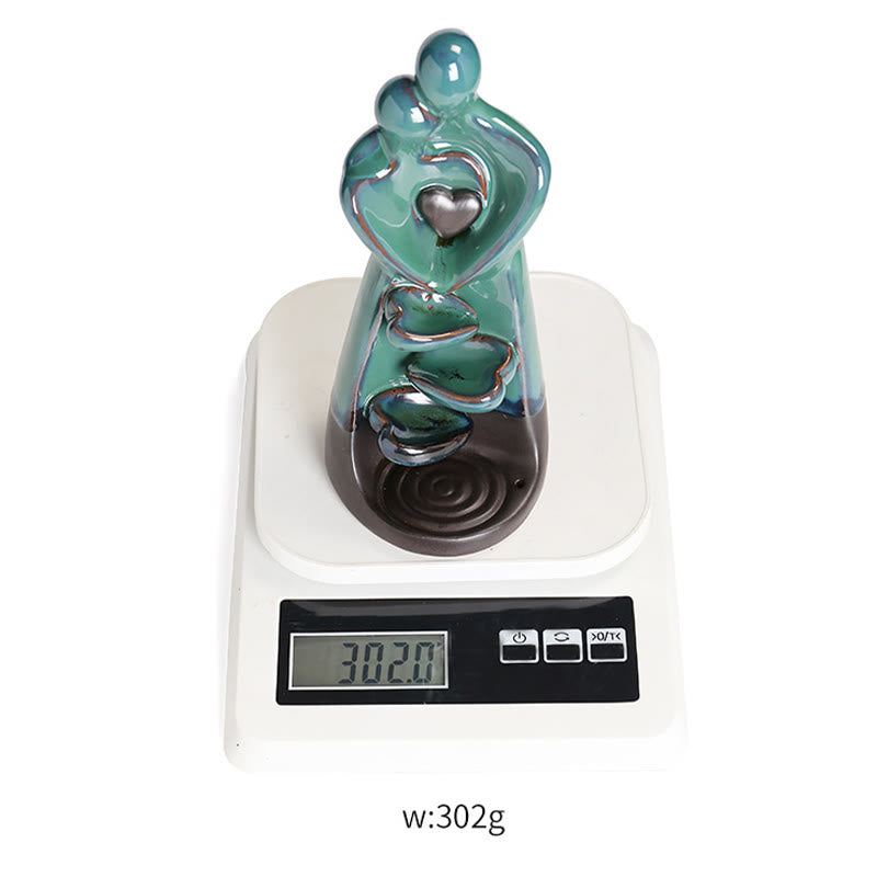 Buddha Stones Lovers Couple Embrace Love Ceramic Backflow Smoke Fountain Healing Incense Burner Decoration - image 13