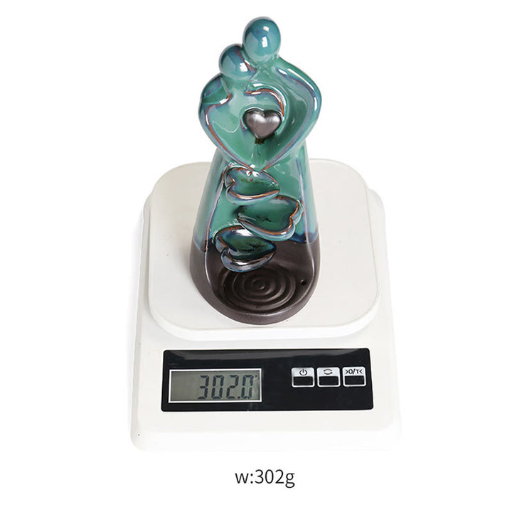 Buddha Stones Lovers Couple Embrace Love Ceramic Backflow Smoke Fountain Healing Incense Burner Decoration - image 13