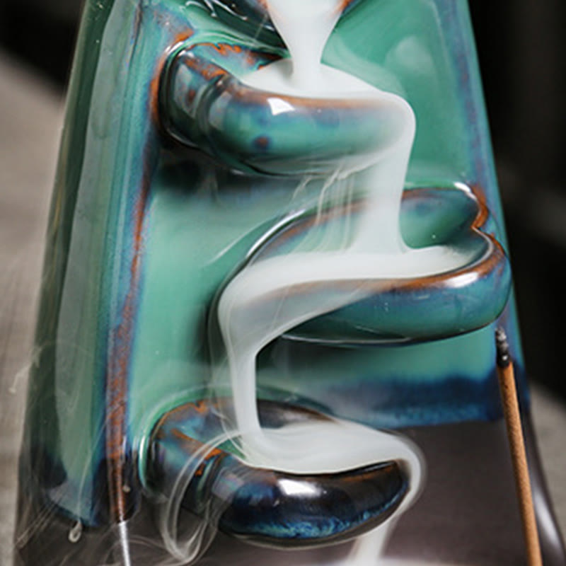 Buddha Stones Lovers Couple Embrace Love Ceramic Backflow Smoke Fountain Healing Incense Burner Decoration - image 10