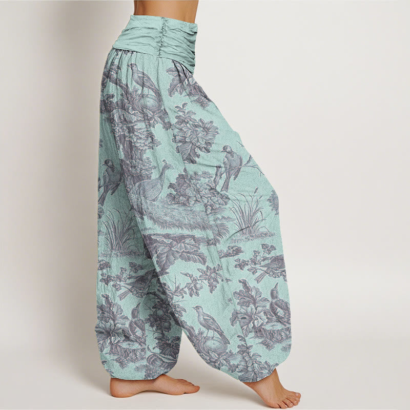 Buddha Stones Birds Trees Branches Pattern Women's Elastic Waist Harem Pants - image 7