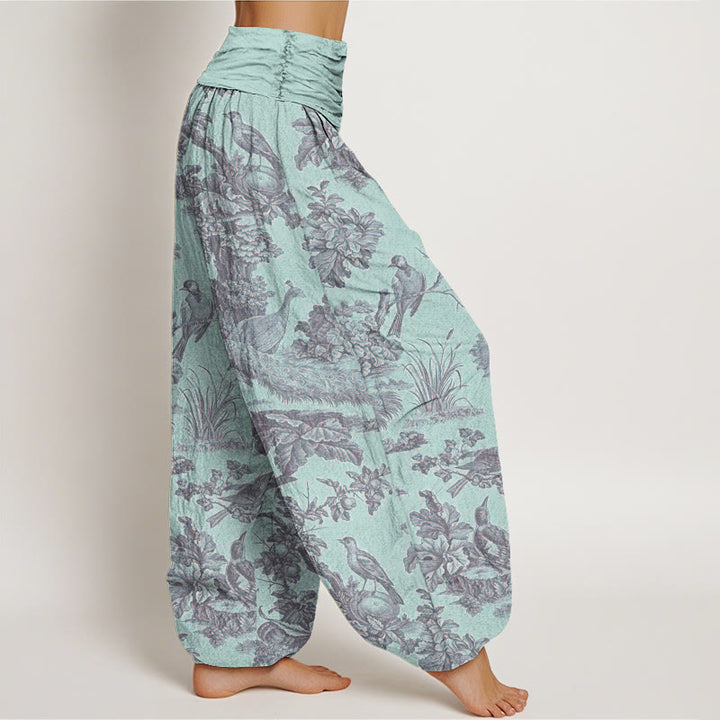 Buddha Stones Birds Trees Branches Pattern Women's Elastic Waist Harem Pants - image 7
