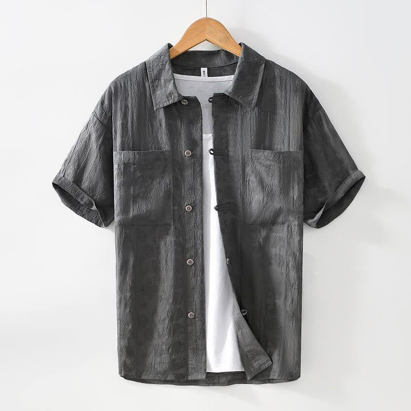 Buddha Stones Commute Plain Buttons Men's Short Sleeve Shirt With Pockets - SlateGray - US/UK/AU42,EU52 (3XL) - image 1