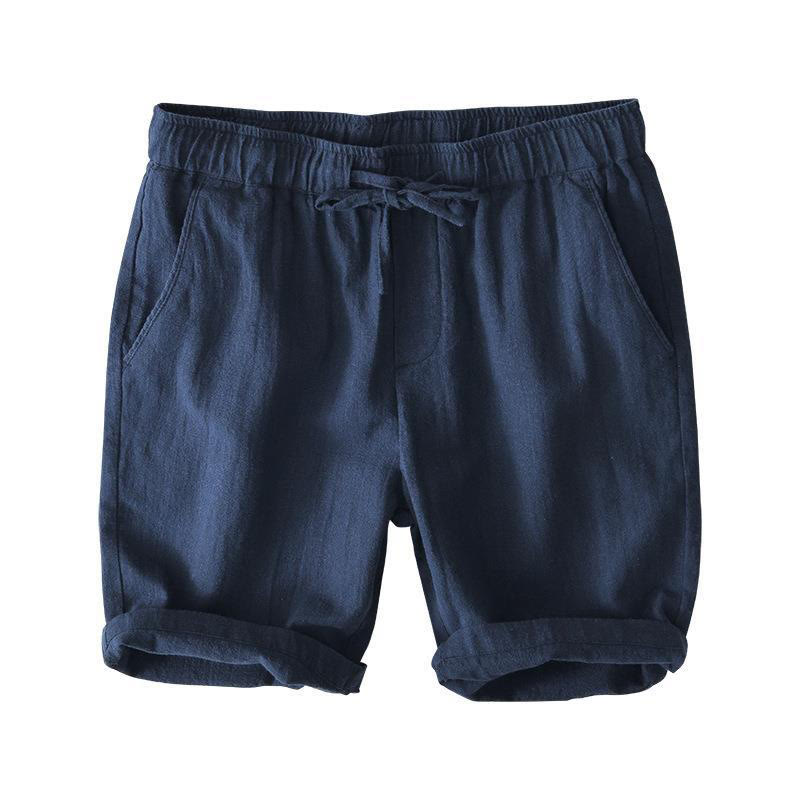 Buddha Stones Summer Solid Color Drawstring Elastic Waist Men's Cotton Linen Shorts With Pockets - image 33