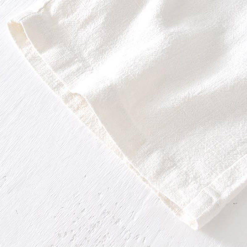 Buddha Stones Summer Solid Color Drawstring Elastic Waist Men's Cotton Linen Shorts With Pockets - image 10