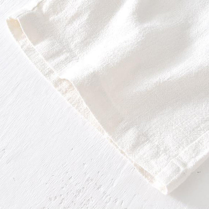 Buddha Stones Summer Solid Color Drawstring Elastic Waist Men's Cotton Linen Shorts With Pockets - image 10