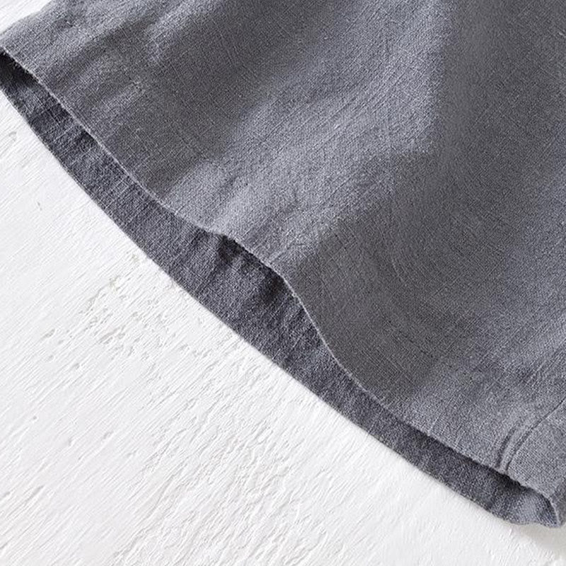 Buddha Stones Summer Solid Color Drawstring Elastic Waist Men's Cotton Linen Shorts With Pockets - image 21