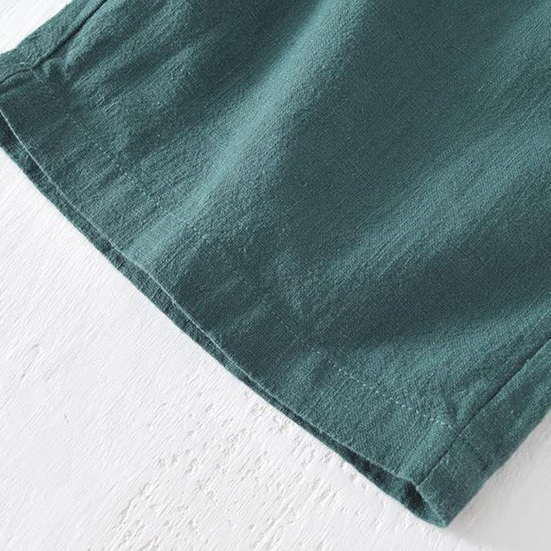 Buddha Stones Summer Solid Color Drawstring Elastic Waist Men's Cotton Linen Shorts With Pockets - image 26