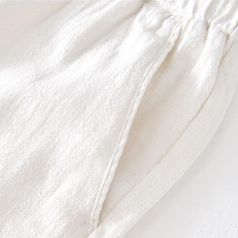 Buddha Stones Summer Solid Color Drawstring Elastic Waist Men's Cotton Linen Shorts With Pockets - image 9