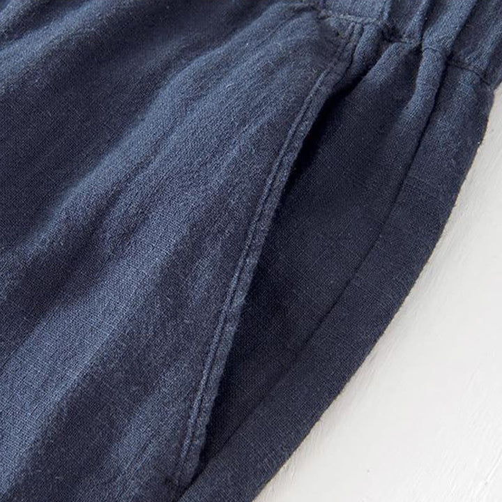 Buddha Stones Summer Solid Color Drawstring Elastic Waist Men's Cotton Linen Shorts With Pockets - image 31