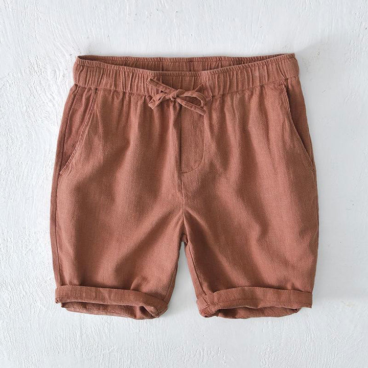 Buddha Stones Summer Solid Color Drawstring Elastic Waist Men's Cotton Linen Shorts With Pockets - SandyBrown - US/UK/AU44,EU54 (4XL) - image 34