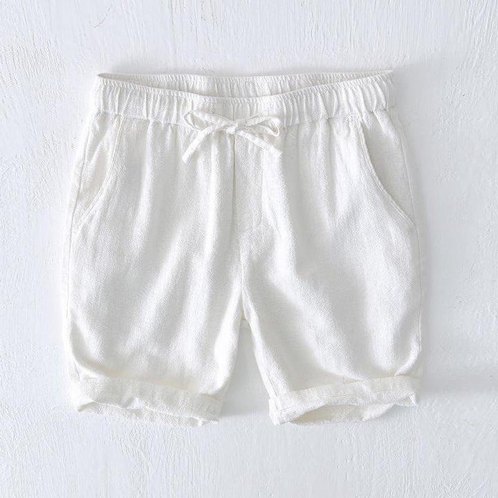 Buddha Stones Summer Solid Color Drawstring Elastic Waist Men's Cotton Linen Shorts With Pockets - White - US/UK/AU44,EU54 (4XL) - image 6