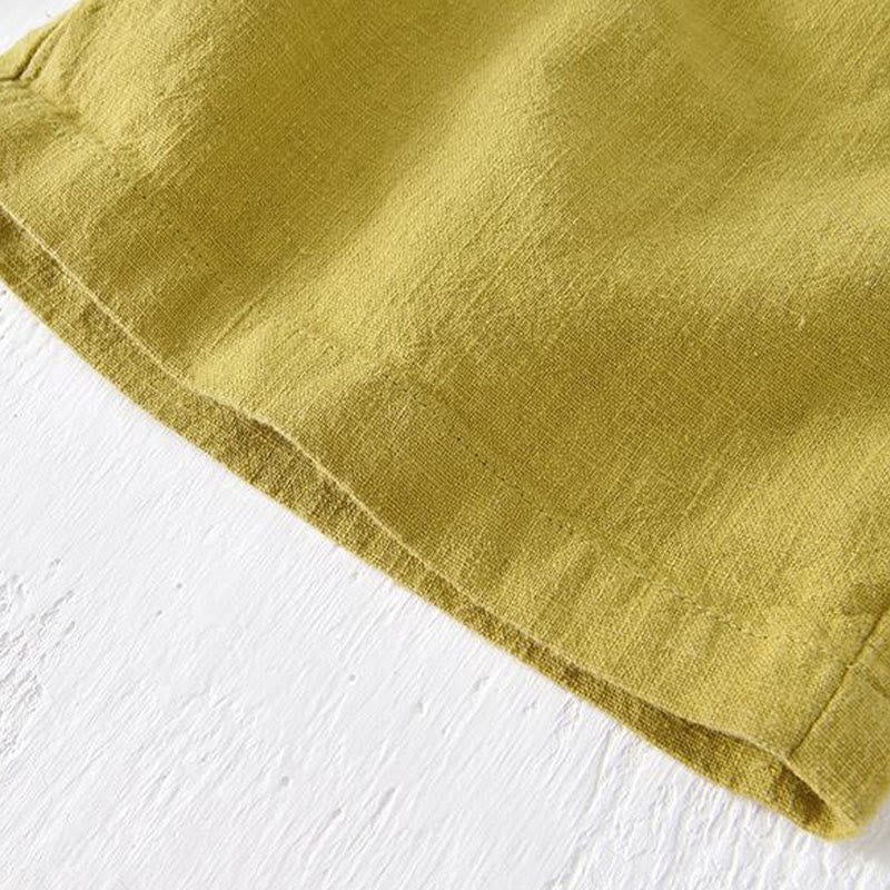 Buddha Stones Summer Solid Color Drawstring Elastic Waist Men's Cotton Linen Shorts With Pockets - image 16