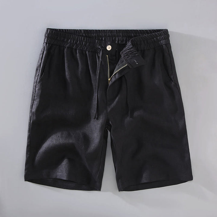 Buddha Stones Summer Solid Color Drawstring Button Design Men's Linen Shorts With Pockets - Black - US/UK/AU42,EU52 (3XL) - image 11