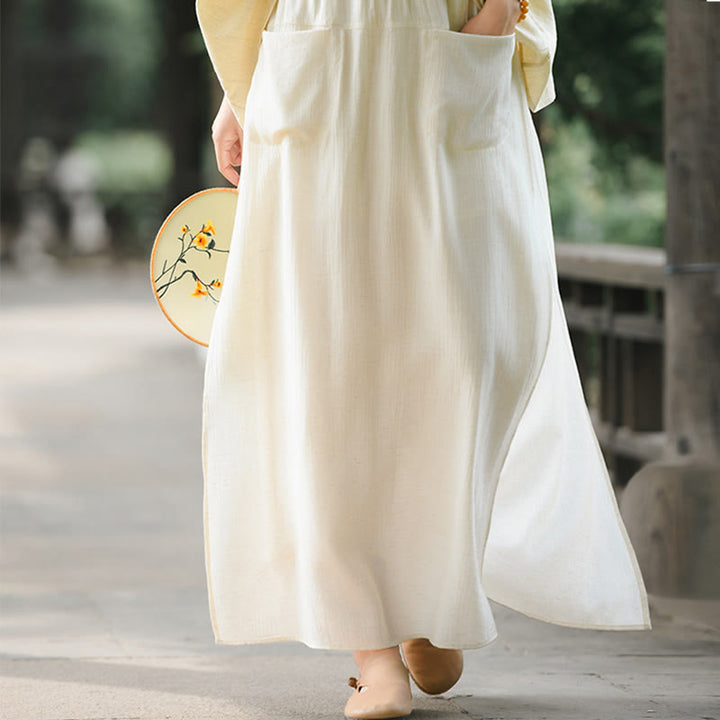 Buddha Stones Solid Color Hem Slit Design Women's Skirt Pants With Pockets - image 7