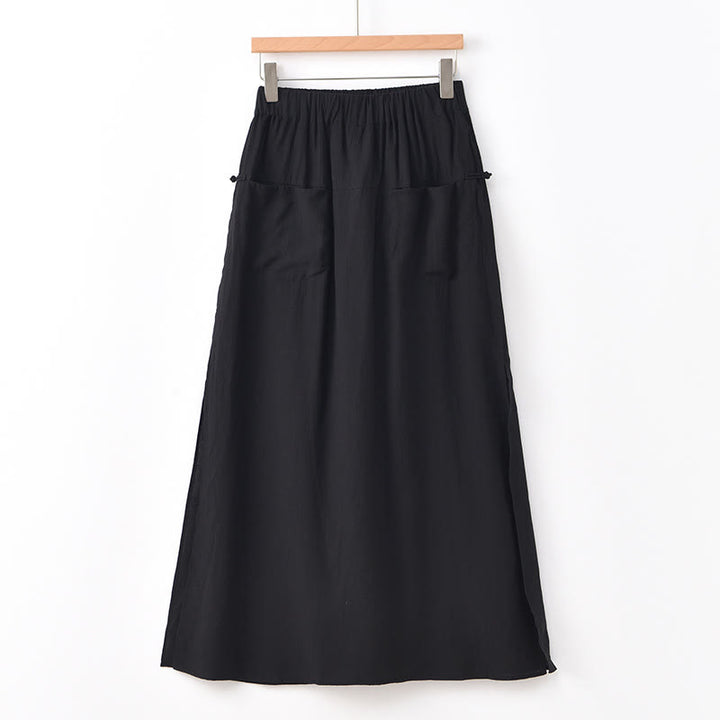 Buddha Stones Solid Color Hem Slit Design Women's Skirt Pants With Pockets - Black - US8-10,UK/AU12-14,EU40-42 (2XL) - image 22
