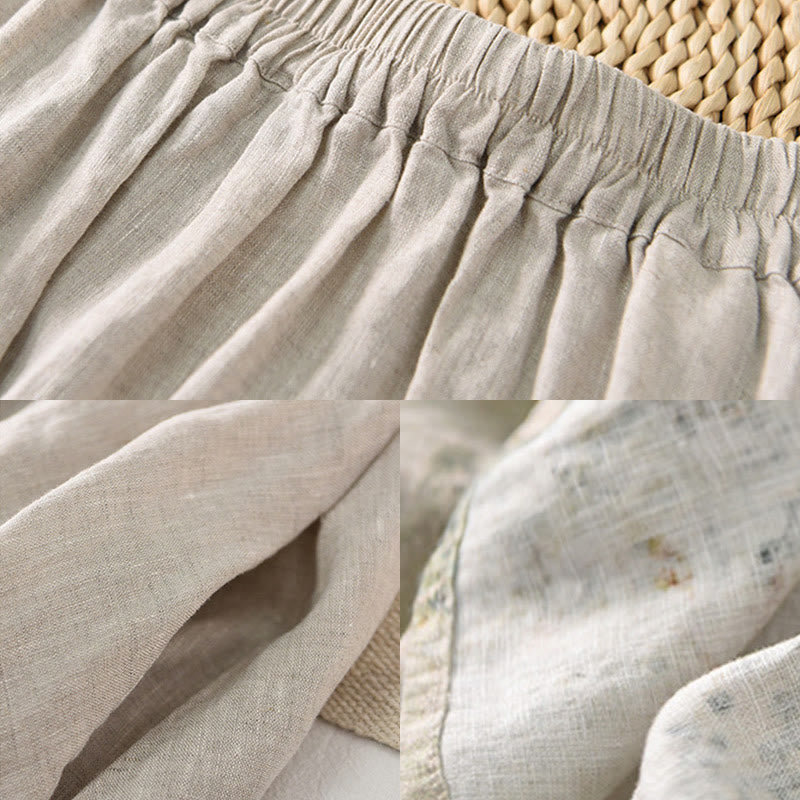 Buddha Stones Vintage Printing Women's Linen 7-8 Length Skirt With Pockets - image 12