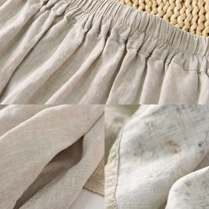 Buddha Stones Vintage Printing Women's Linen 7-8 Length Skirt With Pockets - image 12