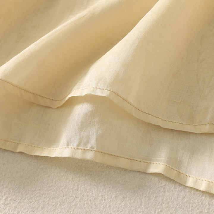 Buddha Stones Embroidery Frog-Button Mandarin Collar Cotton Women's Half Sleeves Shirt - image 5