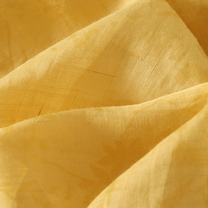 Buddha Stones Embroidery Frog-Button Mandarin Collar Cotton Women's Half Sleeves Shirt - image 13