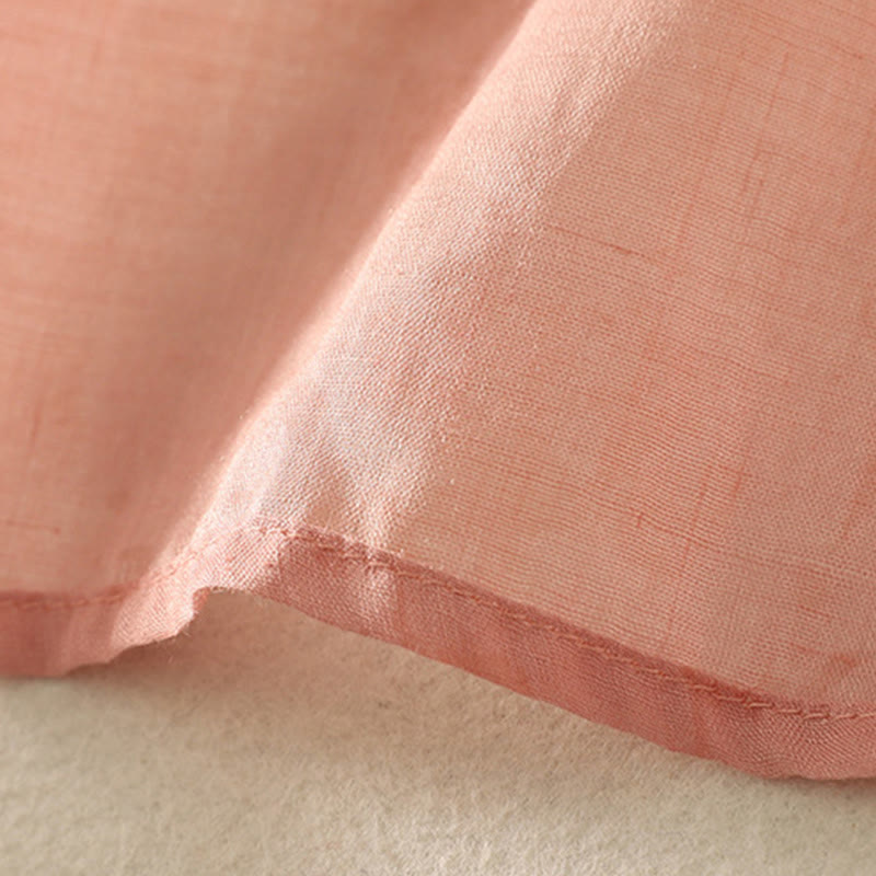 Buddha Stones Embroidery Frog-Button Mandarin Collar Cotton Women's Half Sleeves Shirt - image 19