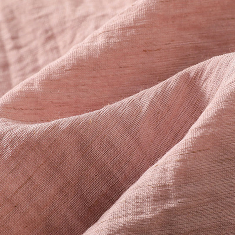 Buddha Stones Embroidery Flowers Leaves Cotton Women's V-neck Shirt - image 10