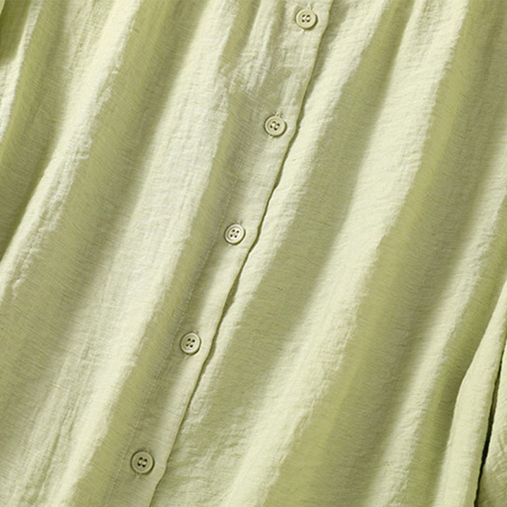 Buddha Stones Embroidery Design Cotton Button Women's Crew Neck Shirt - image 8