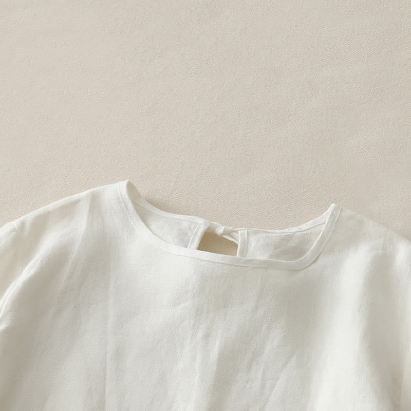 Buddha Stones Casual Plain Ruffled Hem Crew Neck Tie Women's Polyester T-shirt - image 10