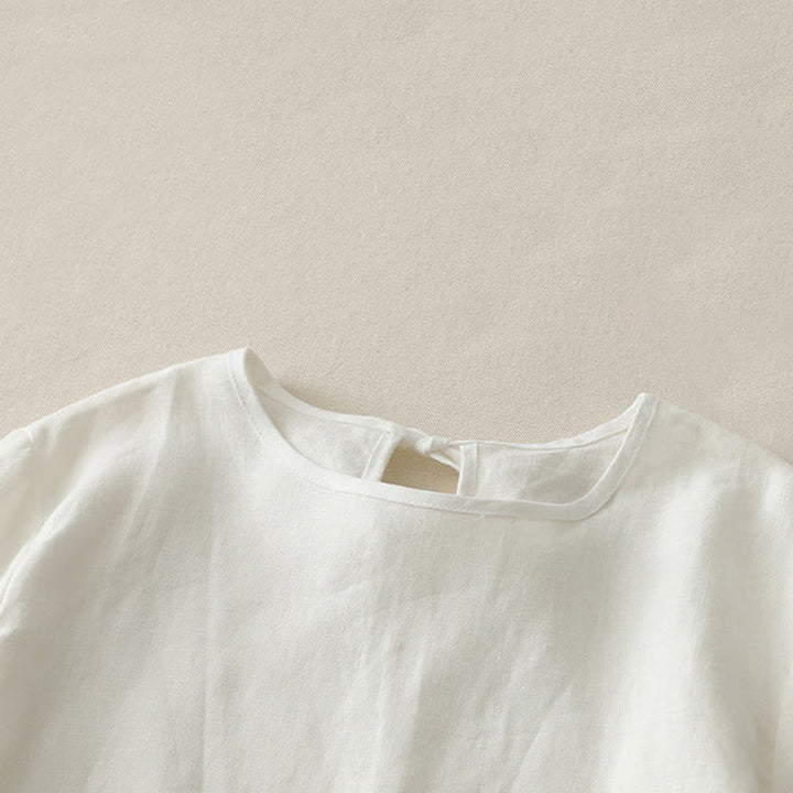 Buddha Stones Casual Plain Ruffled Hem Crew Neck Tie Women's Polyester T-shirt - image 10