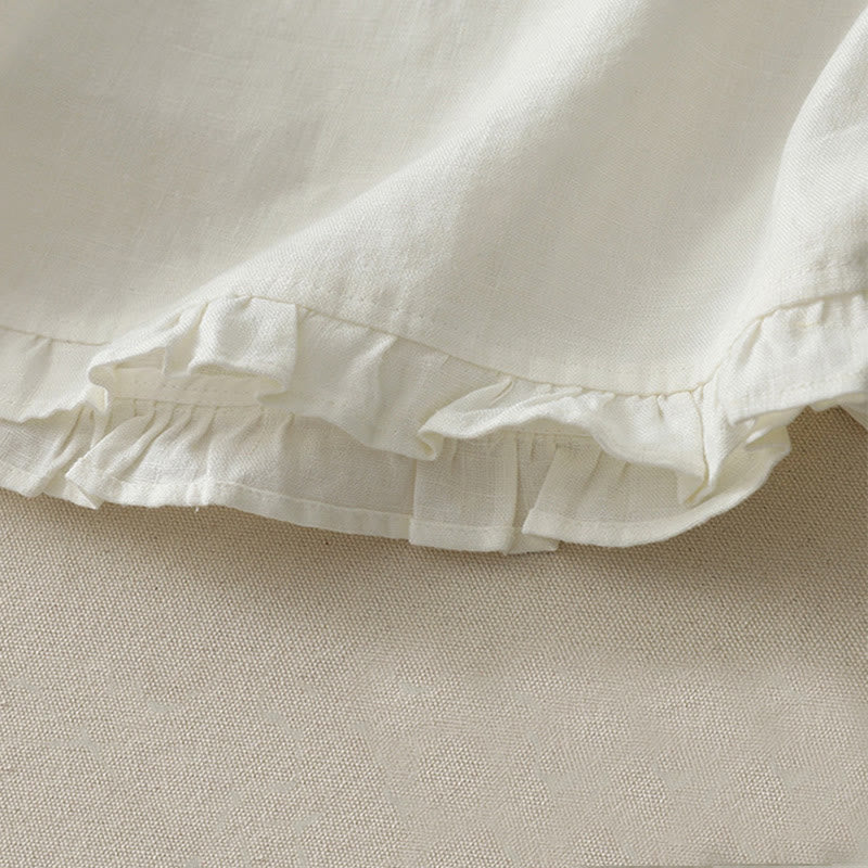 Buddha Stones Casual Plain Ruffled Hem Crew Neck Tie Women's Polyester T-shirt - image 12