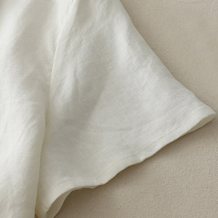 Buddha Stones Casual Plain Ruffled Hem Crew Neck Tie Women's Polyester T-shirt - image 7