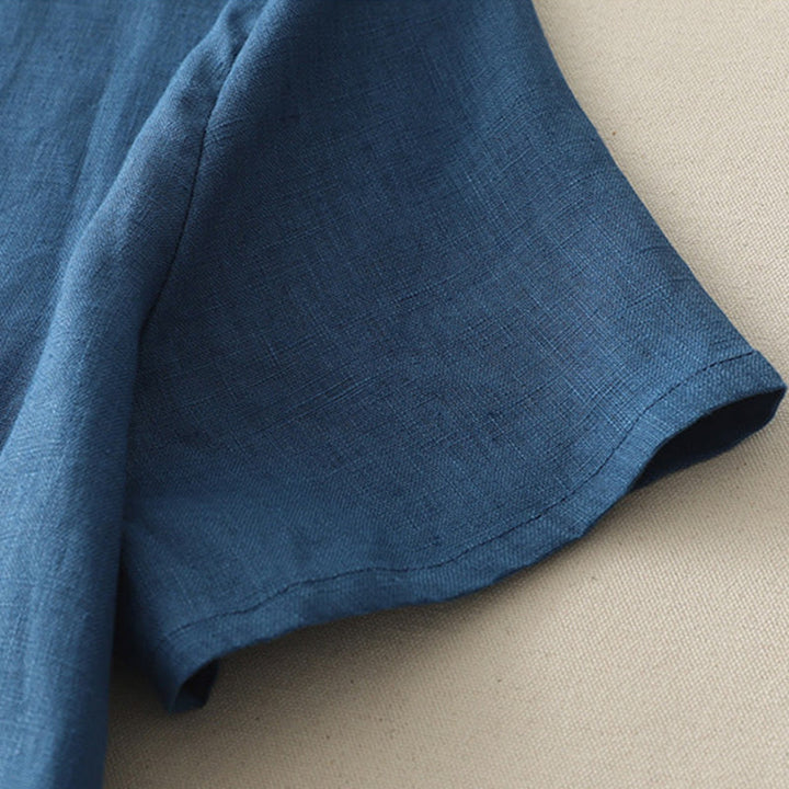 Buddha Stones Casual Plain Ruffled Hem Crew Neck Tie Women's Polyester T-shirt - image 15