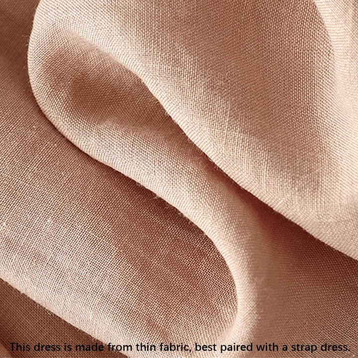 Buddha Stones Summer V-Neck Frog-Button Short Sleeve Cotton Linen Women's Midi Dress