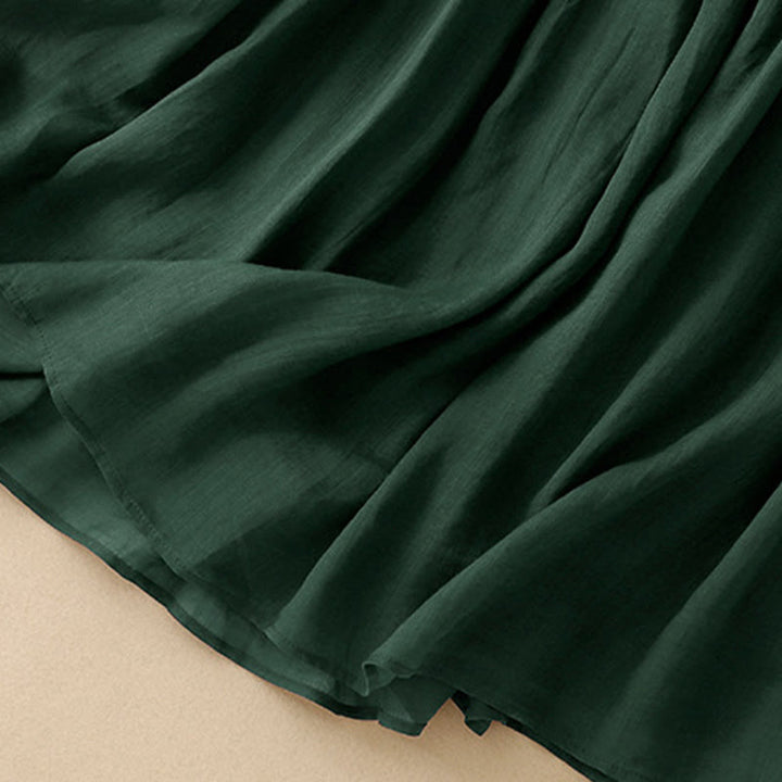 Buddha Stones Summer Solid Color Elastic Waist Drawstring Women's Skirt