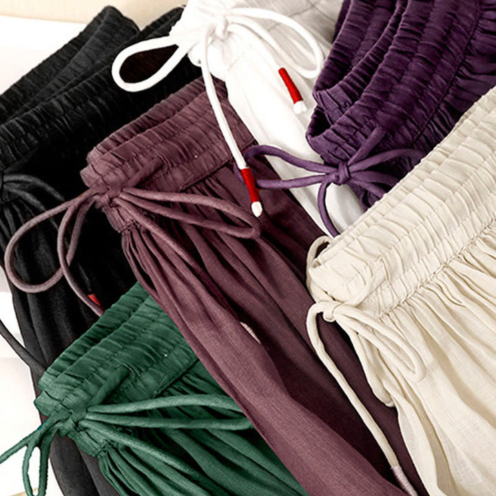 Buddha Stones Summer Solid Color Elastic Waist Drawstring Women's Skirt