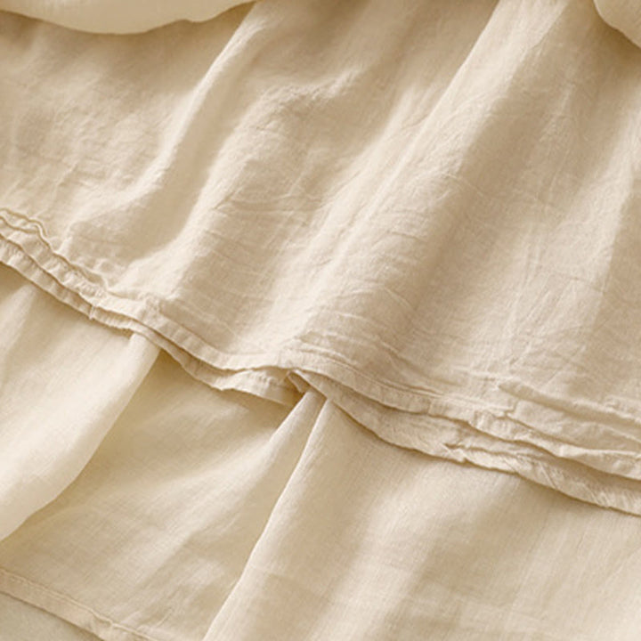 Buddha Stones Summer Solid Color Elastic Waist Drawstring Women's Skirt