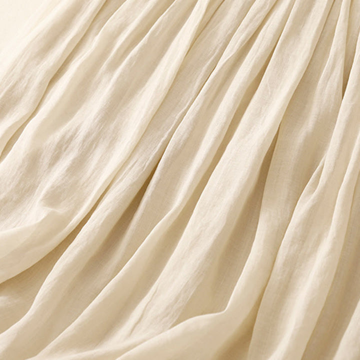 Buddha Stones Summer Solid Color Elastic Waist Drawstring Women's Skirt