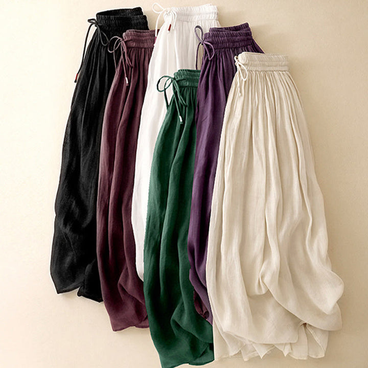 Buddha Stones Summer Solid Color Elastic Waist Drawstring Women's Skirt