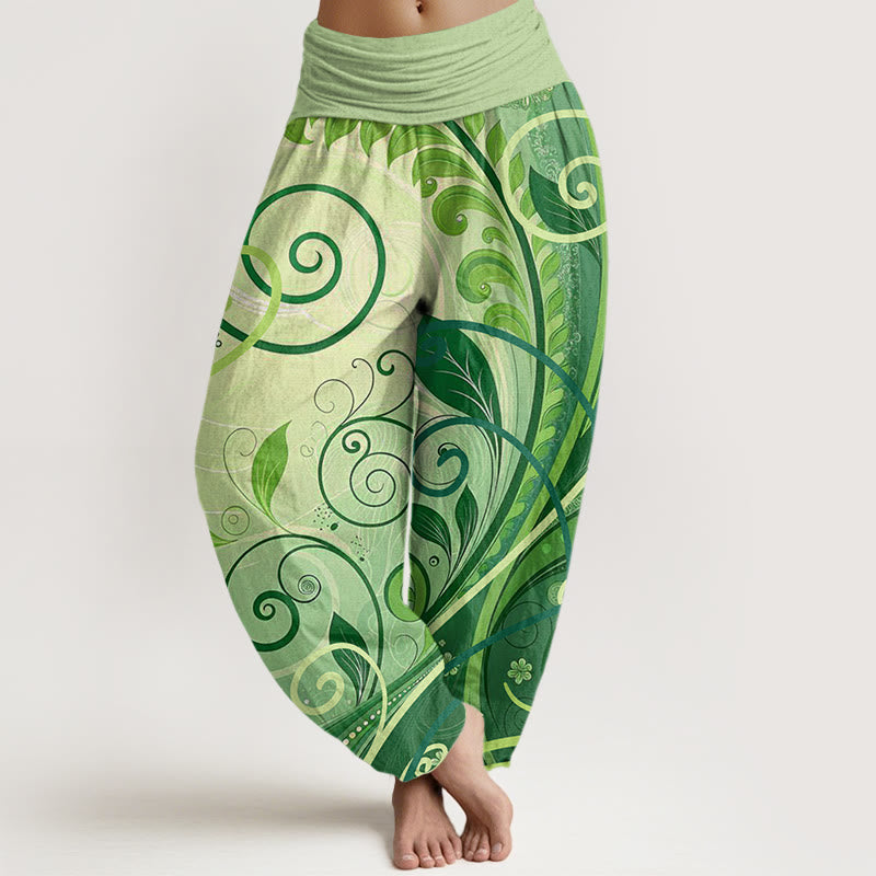 Buddha Stones Casual Vining Floral Pattern Women's Harem Pants - PaleGreen - US22,UK/AU26,EU54 (6XL) - image 1