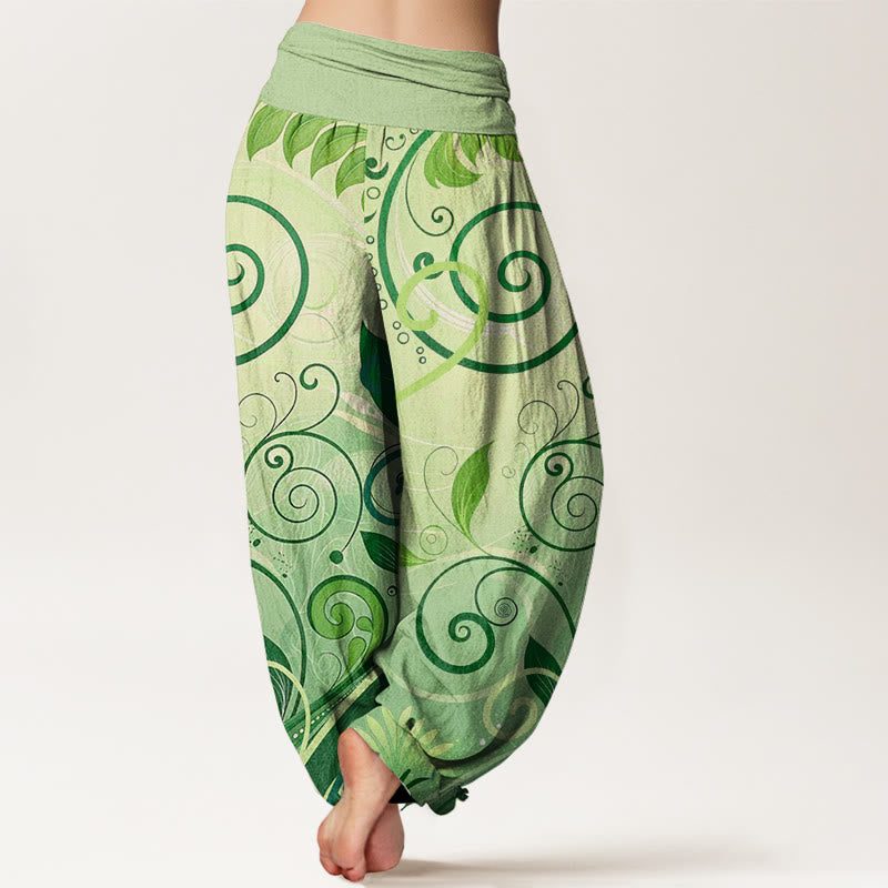 Buddha Stones Casual Vining Floral Pattern Women's Harem Pants - image 2