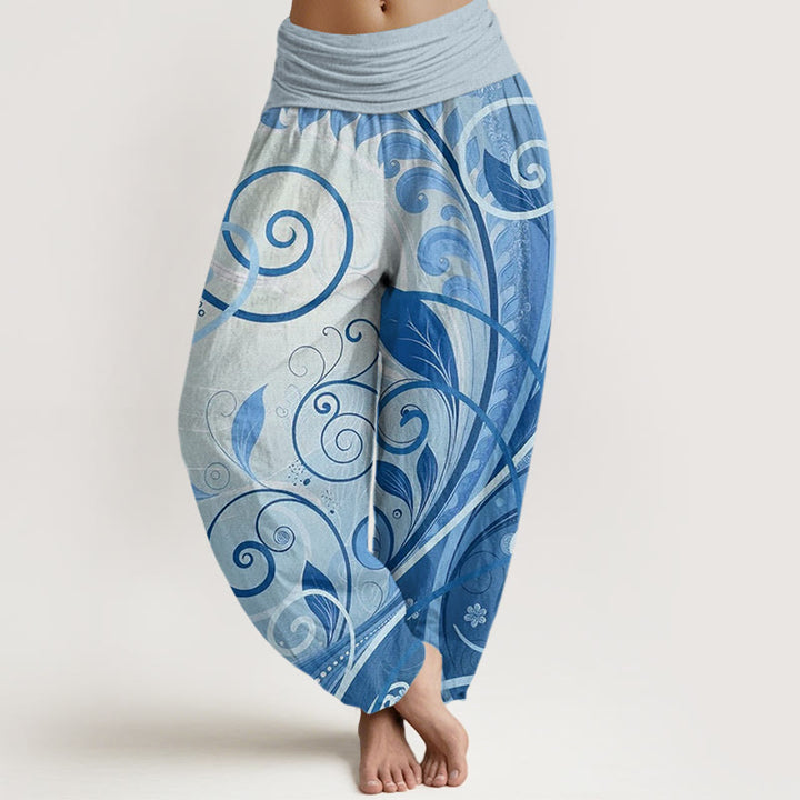 Buddha Stones Casual Vining Floral Pattern Women's Harem Pants - SkyBlue - US22,UK/AU26,EU54 (6XL) - image 5