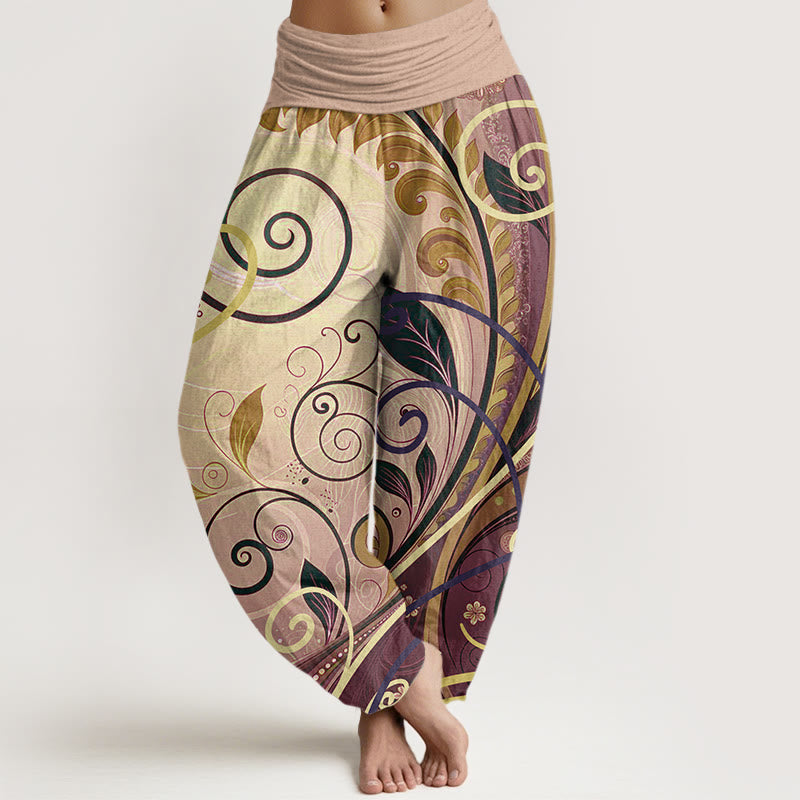 Buddha Stones Casual Vining Floral Pattern Women's Harem Pants - BurlyWood - US22,UK/AU26,EU54 (6XL) - image 8